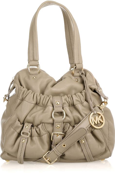 Michael Kors Collection Fumo Taupe Light Gray Tonne Shoulder 